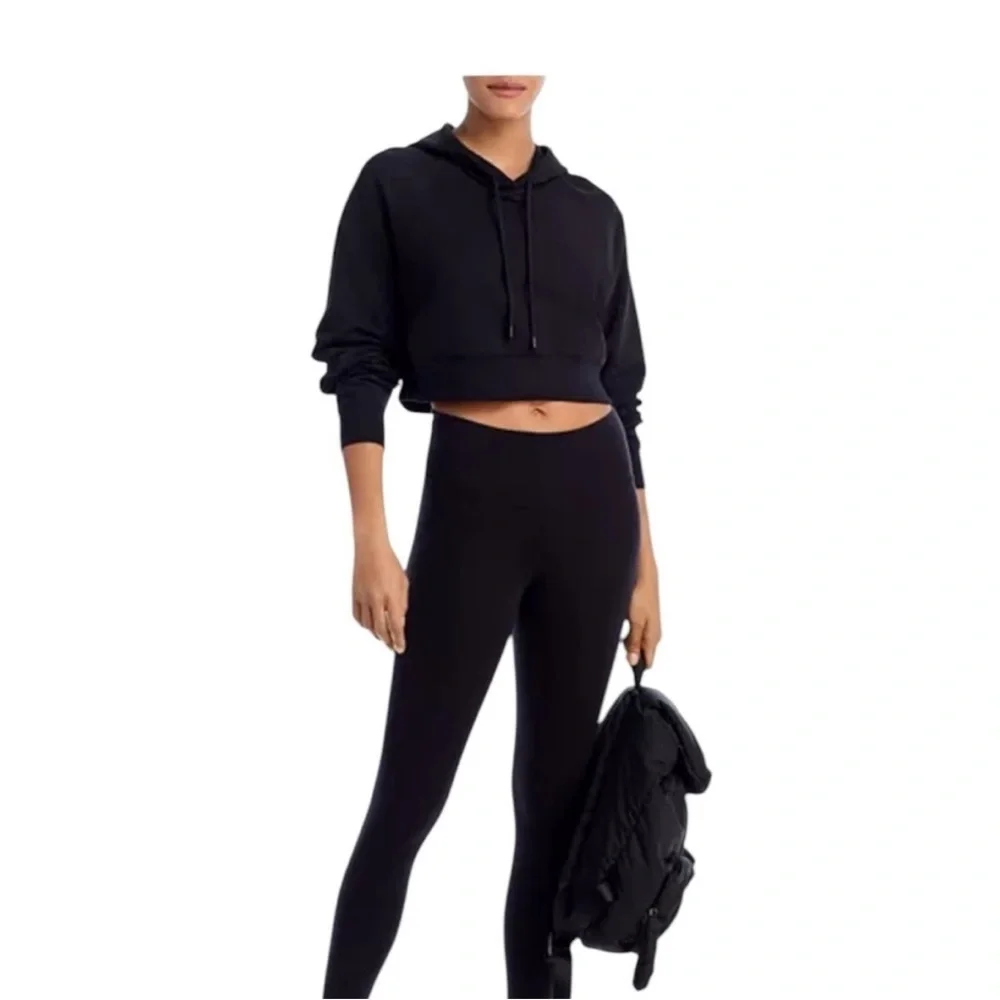ALO Yoga Bae Women’s Black Cropped Hoodie S M Athleisure Streetwear Pullover